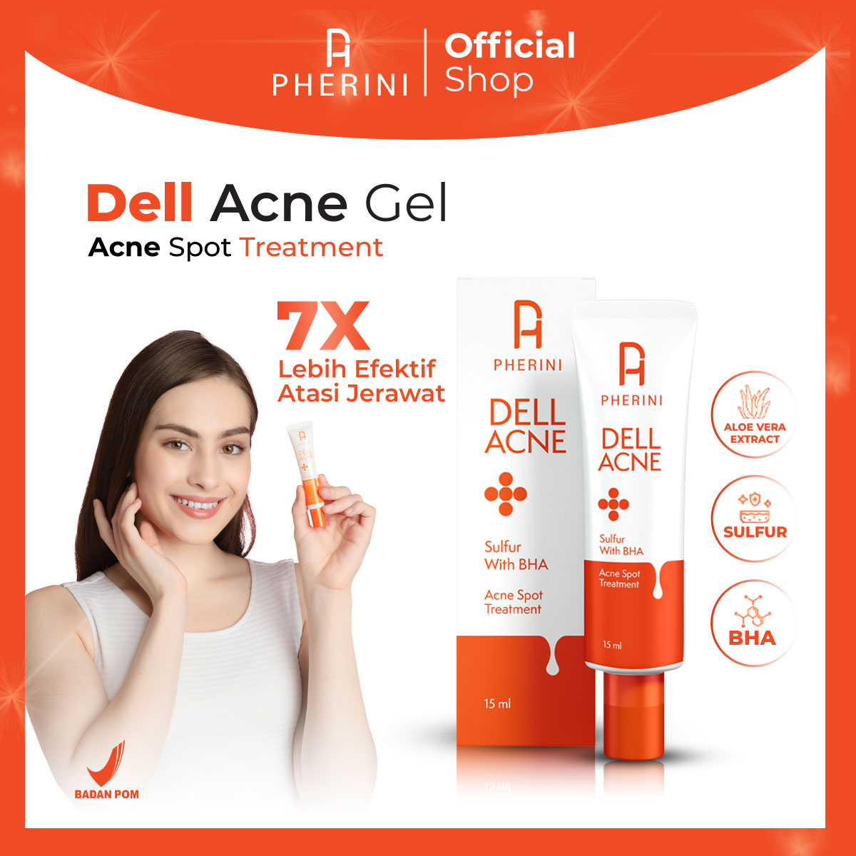 PHERINI Dell Acne Gel – Acne Spot Treatment – Obat Totol Jerawat dan Bekas Jerawat BPOM